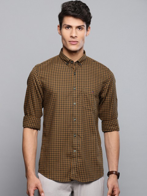 

Louis Philippe Sport Men Green & Yellow Super Slim Fit Checked Casual Shirt