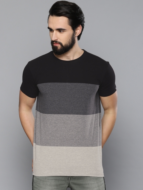 

Louis Philippe Jeans Men Black Colourblocked Slim Fit Round Neck T-shirt