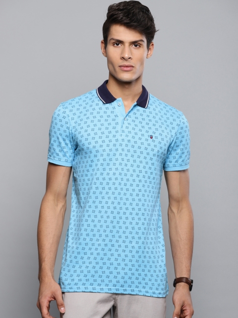 

Louis Philippe Sport Men Blue Printed Slim Fit Polo Collar T-shirt