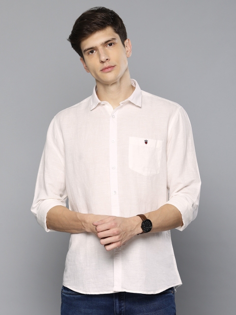 

Louis Philippe Jeans Men Off-White Slim Fit Solid Casual Linen Shirt