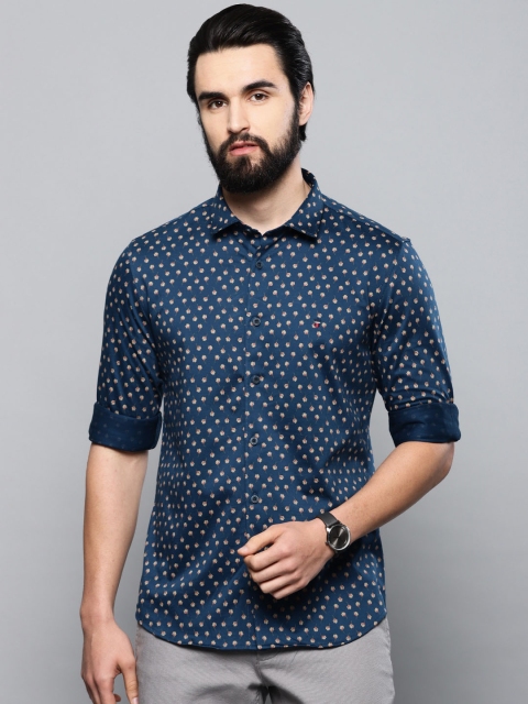 

Louis Philippe Sport Men Navy Blue & Beige Super Slim Fit Printed Casual Shirt
