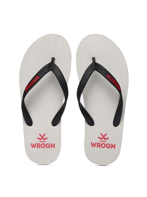 

WROGN Men Grey & Black Solid Thong Flip-Flops