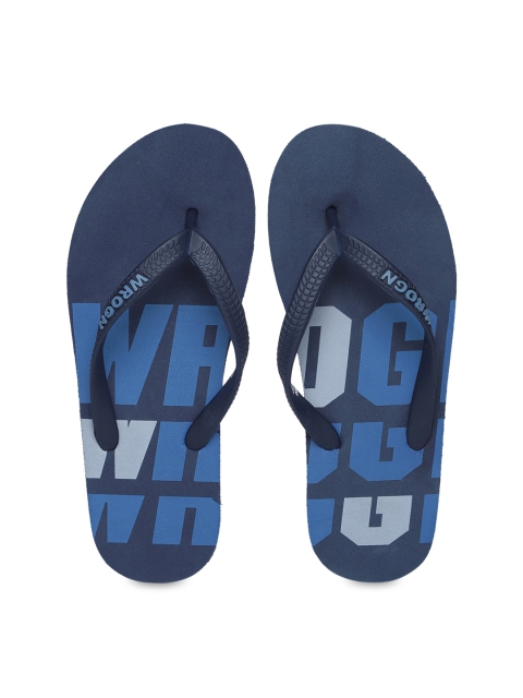 

WROGN Men Blue Printed Thong Flip-Flops