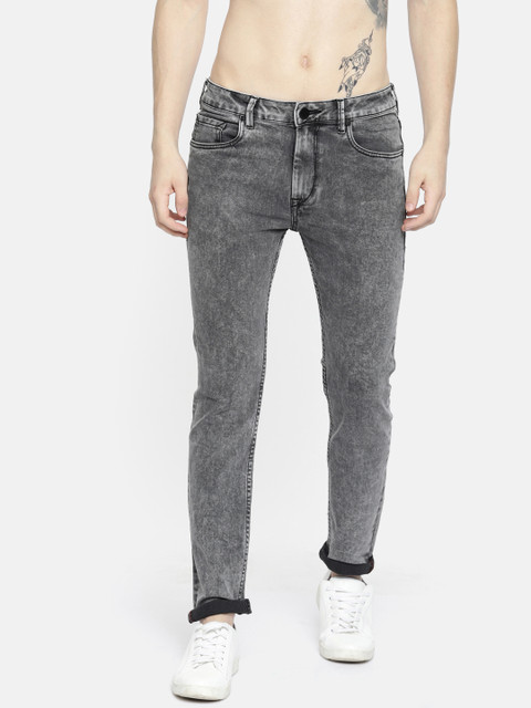 

HERE&NOW Men Grey Slim Fit Mid-Rise Clean Look Stretchable Jeans