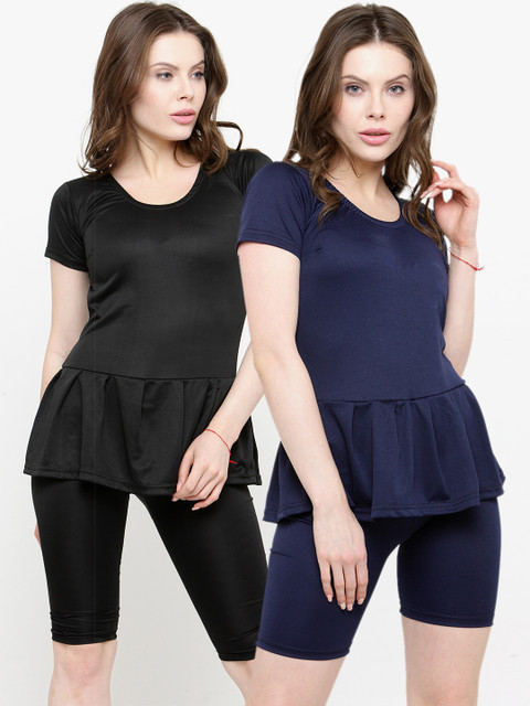 

N-Gal Women Pack of 2 Solid Swimwears, Black