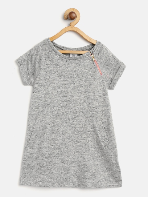 

GAP Girls Zip Short Sleeve Dress, Grey melange