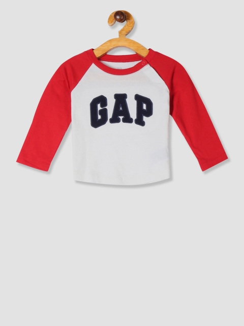 

GAP Baby Boys White & Red Raglan Logo T-Shirt
