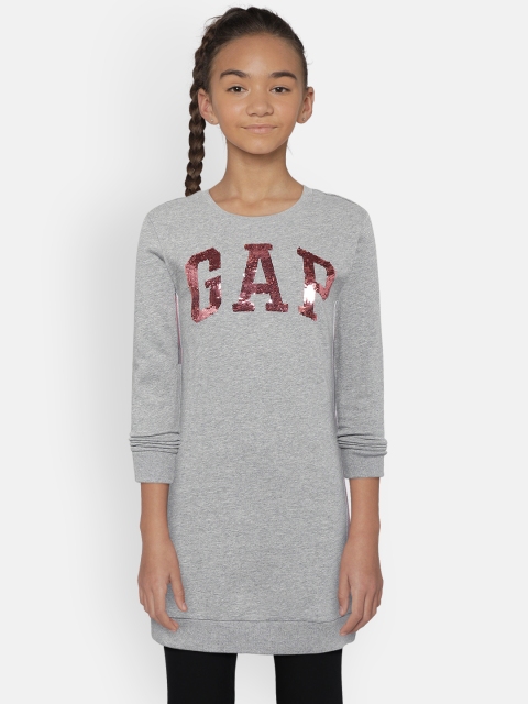 

GAP Girls Logo Flippy Sequin Dress, Grey melange
