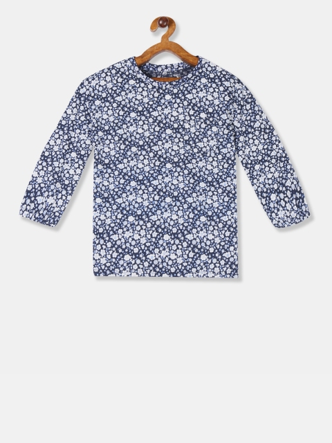 

GAP Girls Blue & White Printed Round Neck T-shirt