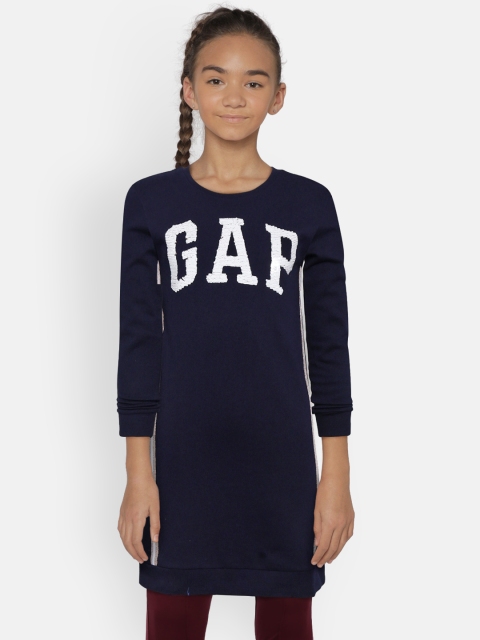 

GAP Girls Logo Long Sleeve Dress, Navy blue