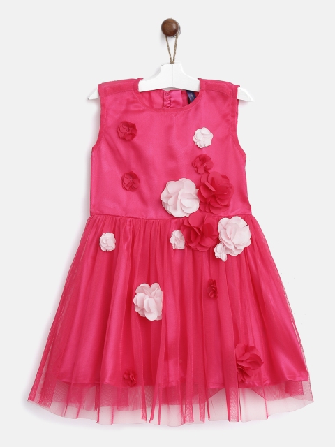 

YK Girls Pink Floral Applique Fit & Flare Dress