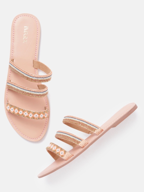 

IMARA Women Pink Embellished Open Toe Flats