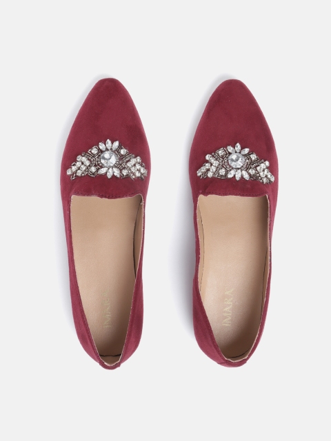 

IMARA Women Maroon Embellished Ballerinas