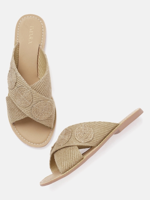 

IMARA Women Brown Solid Open Toe Flats