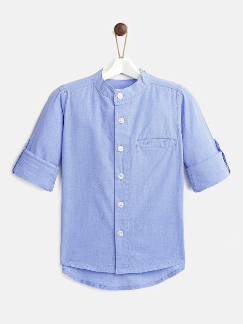 

YK Boys Blue Regular Fit Solid Casual Shirt