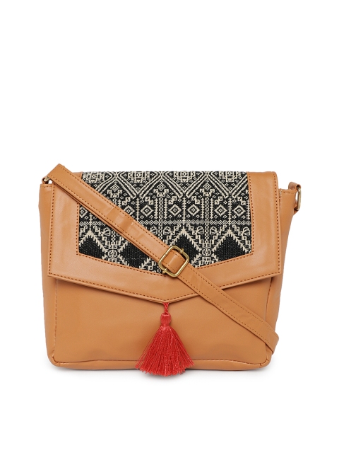 

Kanvas Katha Brown Self Design Sling Bag