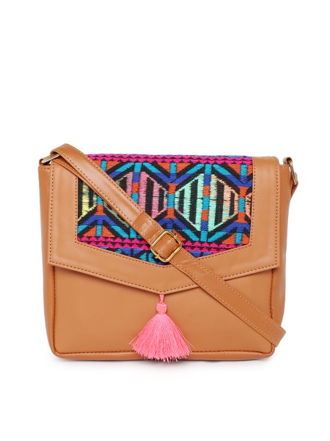 

Kanvas Katha Brown Self Design Sling Bag