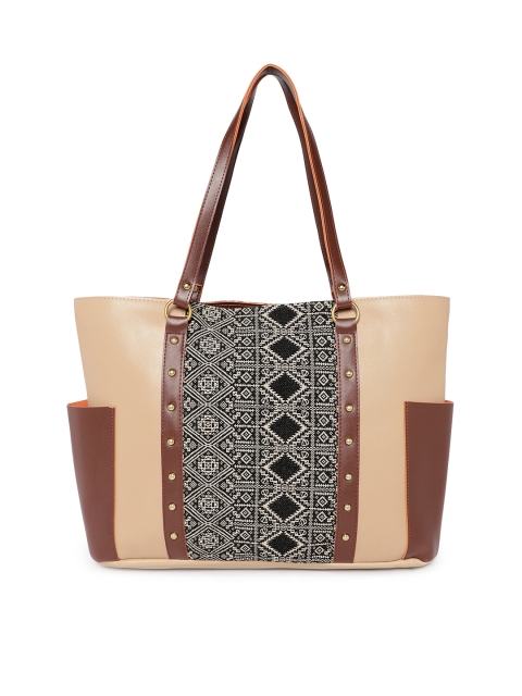 

Kanvas Katha Beige & Black Self Design Shoulder Bag