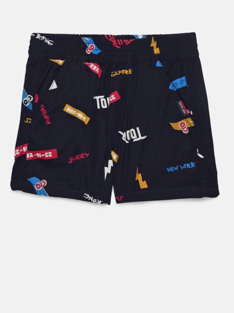 

Gini and Jony Boys Navy Blue Printed Regular Fit Shorts