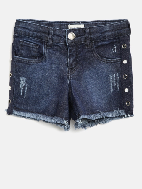 

Gini and Jony Girls Navy Blue Washed Regular Fit Denim Shorts