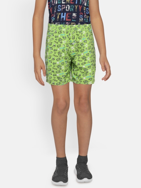 

Gini and Jony Boys Green Printed Regular Fit Shorts