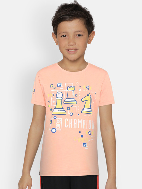

Palm Tree Boys Peach-Coloured Printed Round Neck T-shirt