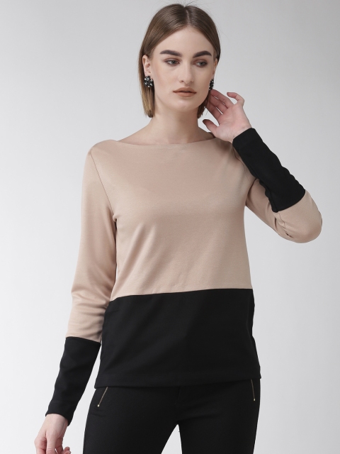 

Marks & Spencer Women Beige & Black Colourblocked Top