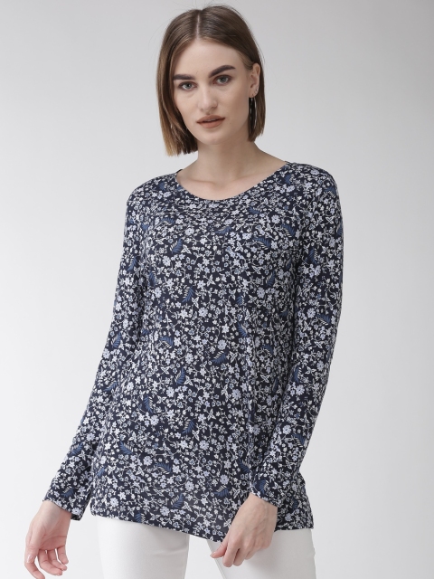 

Marks & Spencer Women Navy Blue & White Printed Top