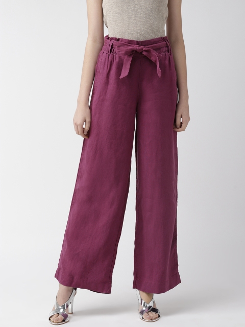 

Marks & Spencer Women Purple Solid Parallel Trousers