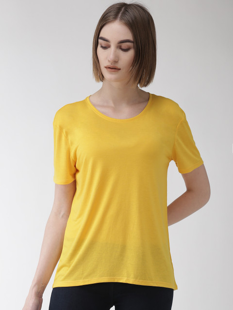 

Marks & Spencer Women Yellow Solid Round Neck T-shirt