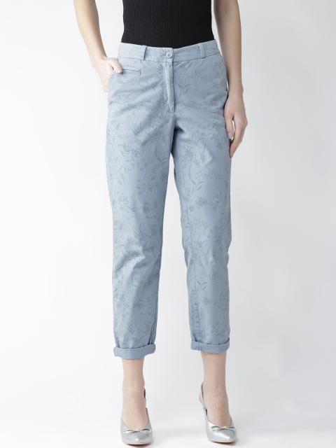 

Marks & Spencer Women Blue Regular Fit Printed Chambray Chinos