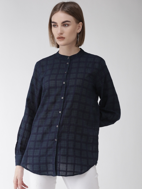

Marks & Spencer Women Navy Blue & Green Regular Fit Checked Casual Shirt
