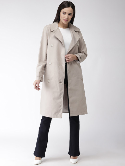 

Marks & Spencer Women Cream-Coloured Solid Trench Coat With Belt
