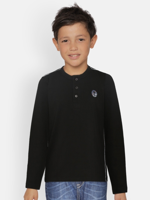 

Palm Tree Boys Black Solid Henley Neck T-shirt