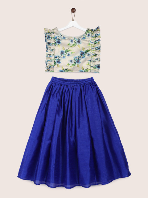 

YK Cream-Coloured & Blue Ready to Wear Lehenga with Blouse
