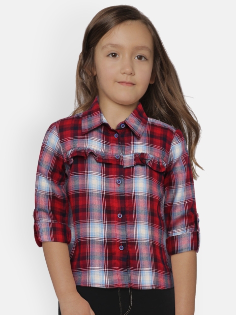 

Lee Cooper Girls Red Regular Fit Checked Casual Shirt