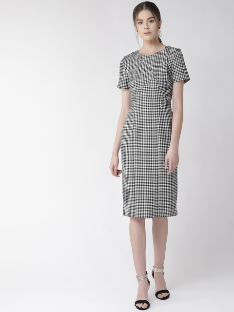 

Marks & Spencer Women Black & White Twill Weave Checked Sheath Dress