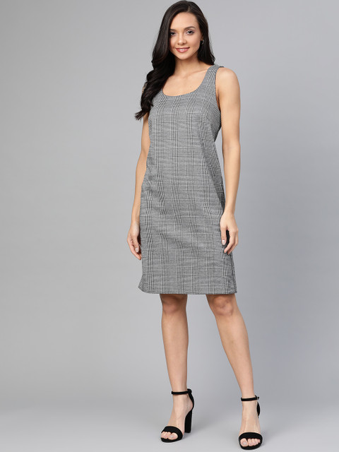 

Marks & Spencer Women Black & Off-White Checked Sheath Dress
