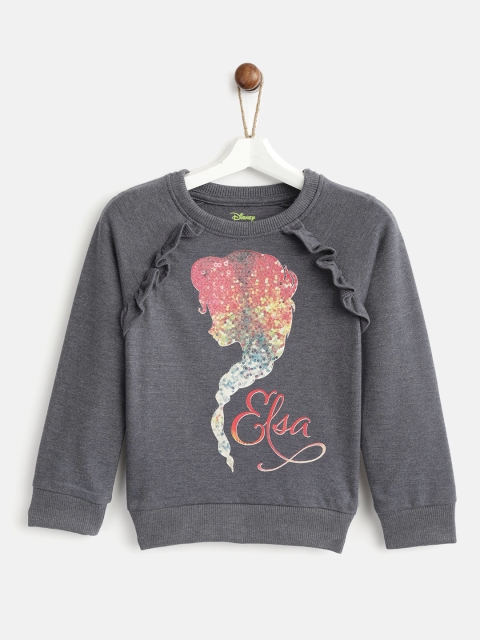 

YK Disney Girls Grey Printed & Sequinned Sweatshirt