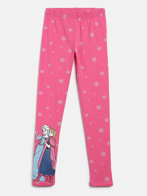 

YK Disney Girls Grey Frozen Printed Leggings, Pink