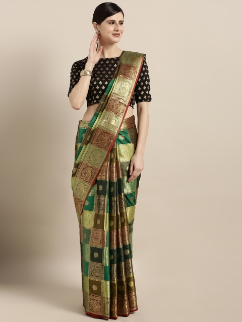 

GoSriKi Green & Golden Art Silk Woven Design Dharmavaram Saree