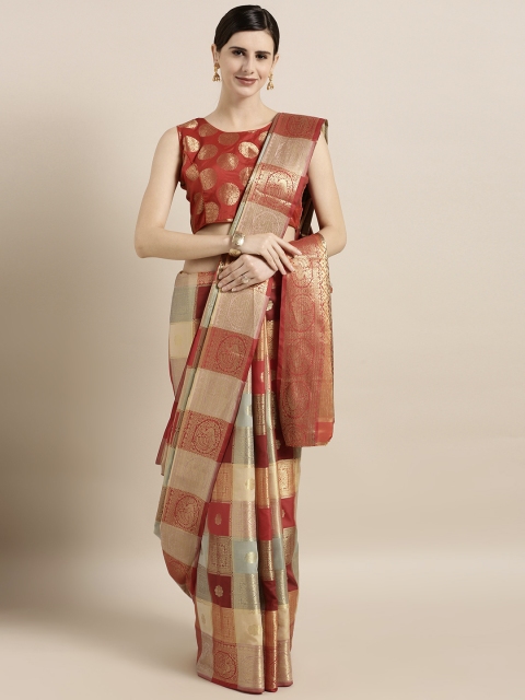 

GoSriKi Maroon & Beige Art Silk Woven Design Dharmavaram Saree