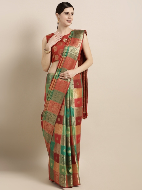 

GoSriKi Maroon & Green Art Silk Woven Design Dharmavaram Saree