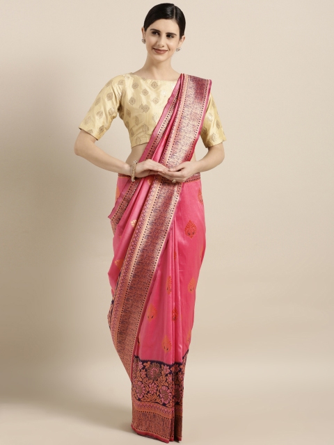 

GoSriKi Peach-Coloured Woven Design Saree