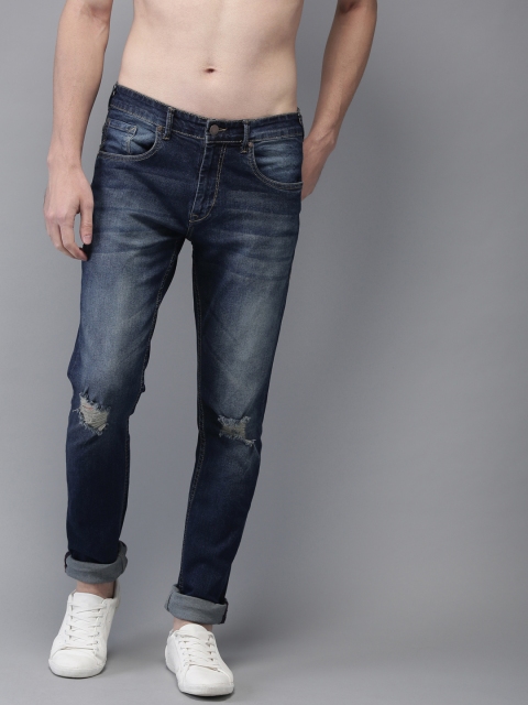 

HERE&NOW Men Blue Slim Fit Mid-Rise Mildly Distressed Stretchable Jeans