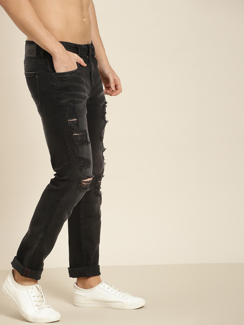 

Moda Rapido Men Black Slim Fit Mid-Rise Highly Distressed Stretchable Jeans