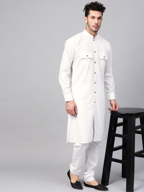 

SOJANYA Men White & Off-White Solid Kurta with Churidar