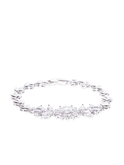 

Carlton London Silver-Toned Rhodium Plated CZ Studded Bracelet