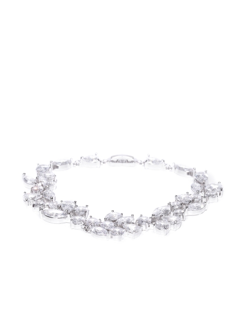

Carlton London Silver-Toned Rhodium Plated CZ Studded Bracelet