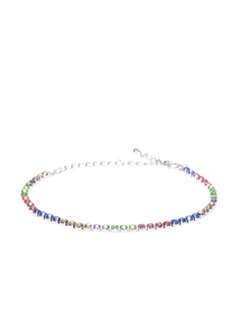 

Carlton London Multicoloured Rhodium Plated CZ Studded Bracelet, Multi